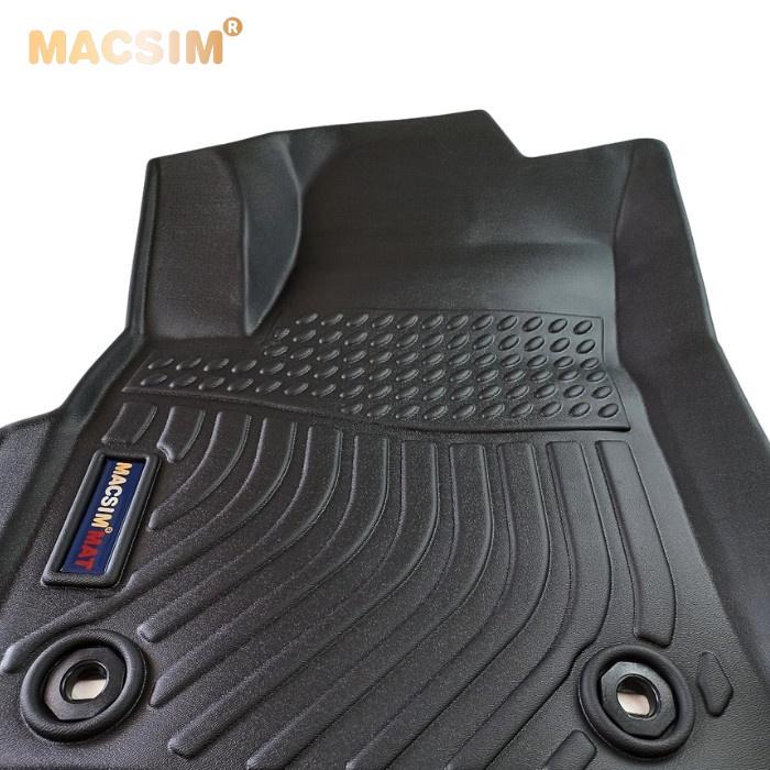 Thảm lót sàn xe ô tô Toyota Hilux 2015-2021 Nhãn hiệu Macsim chất liệu nhựa TPE cao cấp màu đen