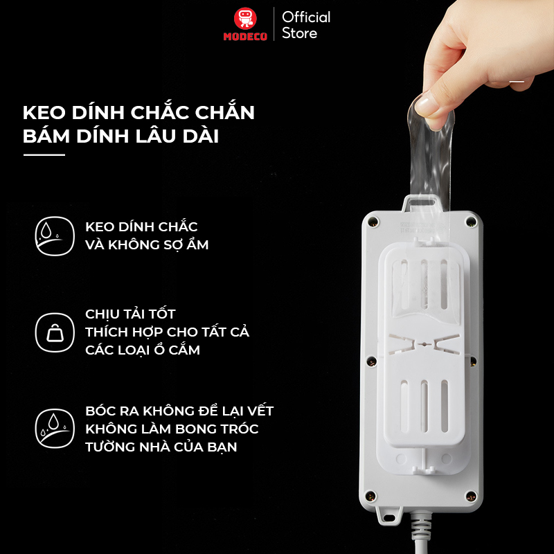 Miếng Dán Tường Treo Ổ Điện, Router Wifi, Xoay 360 Độ Tiện Lợi - Keo Siêu Dính - Nhựa ABS Cao Cấp - Modeco