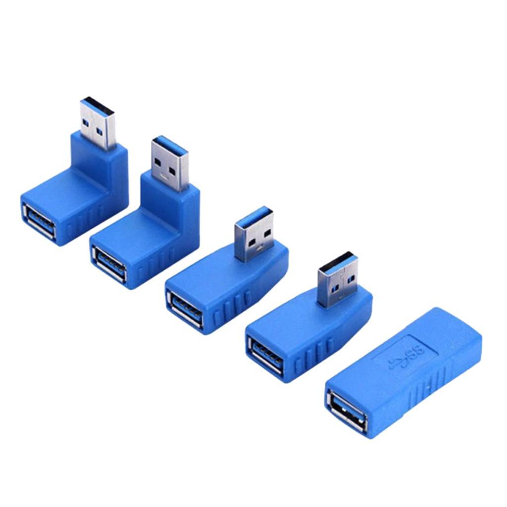 5Pcs USB 3.0 Male to Female Extension Cable 90 Degree Right Angle Adapter