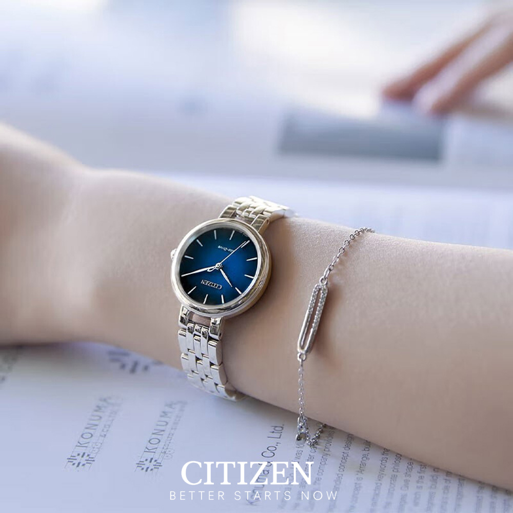Đồng Hồ Nữ Citizen Eco-Drive Dây Thép Không Gỉ EM0990-81L - Mặt Xanh (Sapphire)