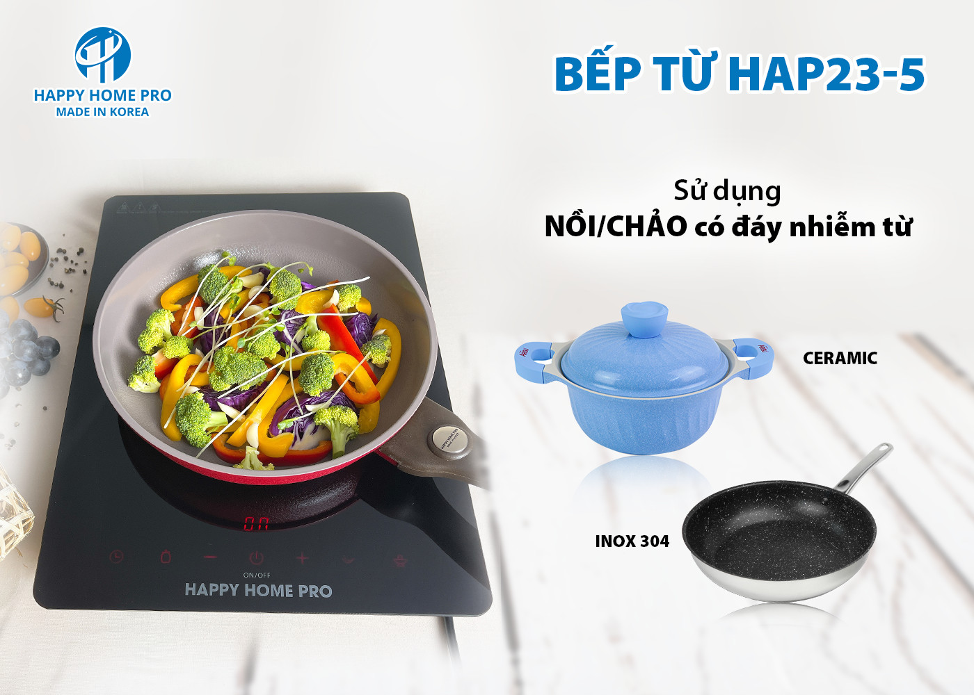 Bếp Từ Đơn HAP23-5-  Hàng Chính Hãng Happy Home Pro