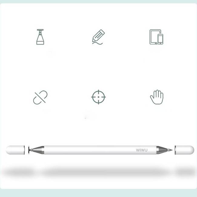 Bút cảm ứng stylus 2 đầu 2 in 1 hiệu WIWU Pencil One cho iPad Pro / iPhone / Android / màn hình cảm ứng các loại / Samsung Huawei Oppo Xiaomi Nokia - Hàng nhập khẩu