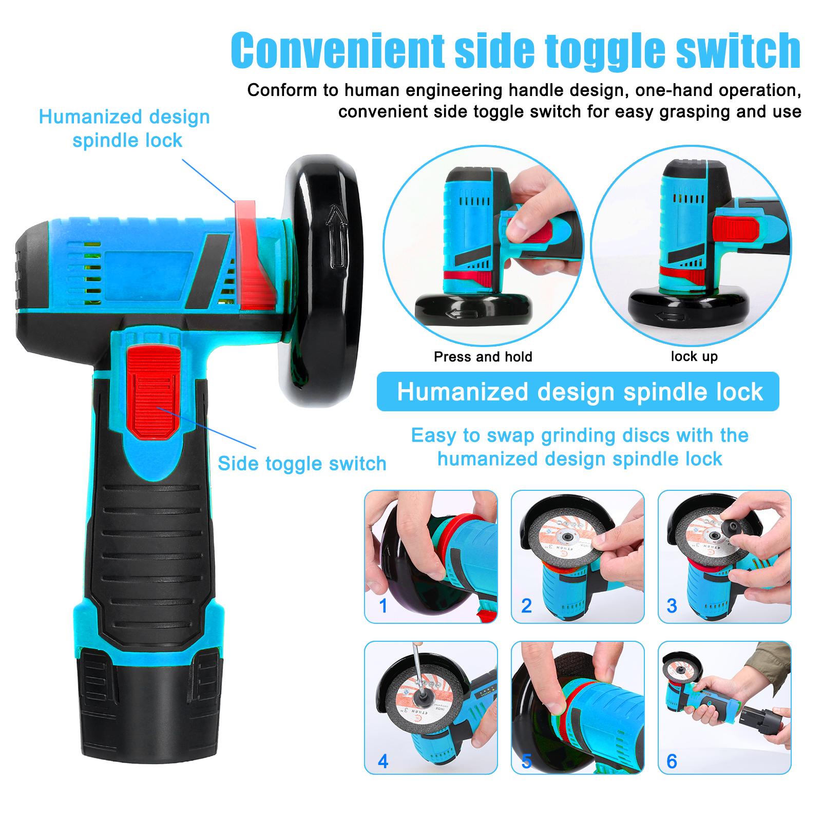 19500rpm Electric Grinding Machine Handheld Multifunctional Angle Grinder for Cutting Polishing Ceramic Tile Wood Stone Steel