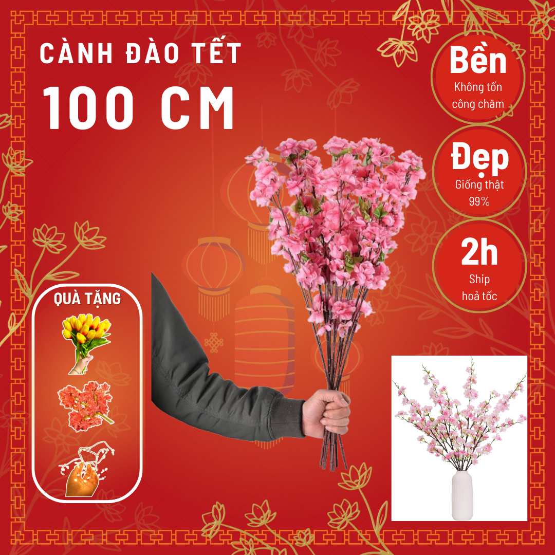 Cành hoa mai hoa đào giả trang trí Tết