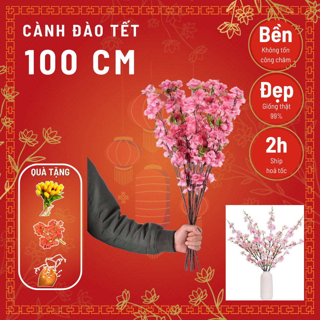 Hoa đào giả - Đào bích (1 mét)