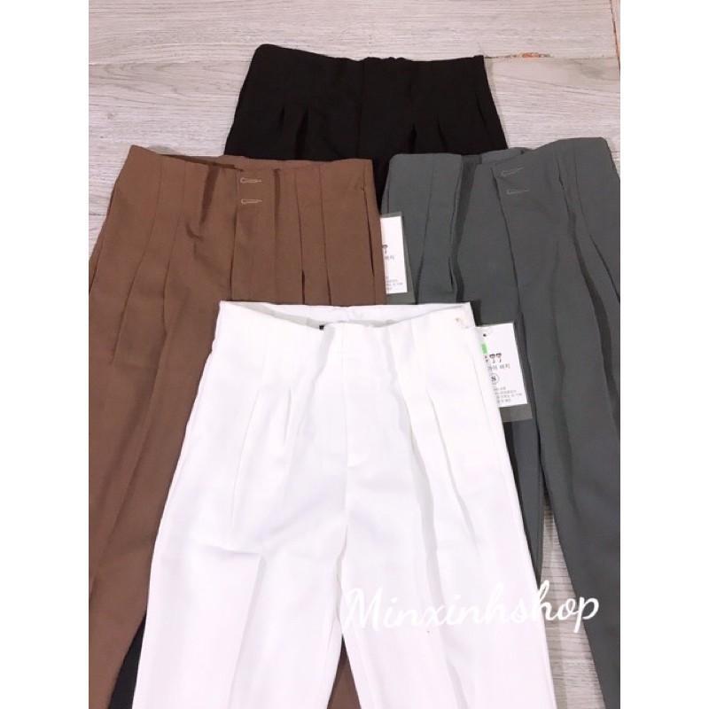 Mẫu 18: QUẦN BAGGY CẠP CAO Quần Baggy, Quần Vải Nữ Cạp Cao, cạp liền 2 Cúc , Form Đẹp Từng Đường Kim Mũi Chỉ