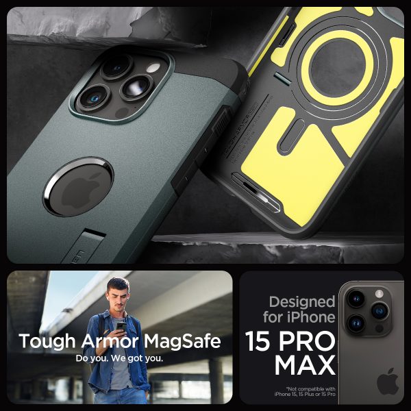 Ốp lưng dành cho iPhone 15 Pro Max Spigen Tough Armor MagFit - Hàng Chính Hãng