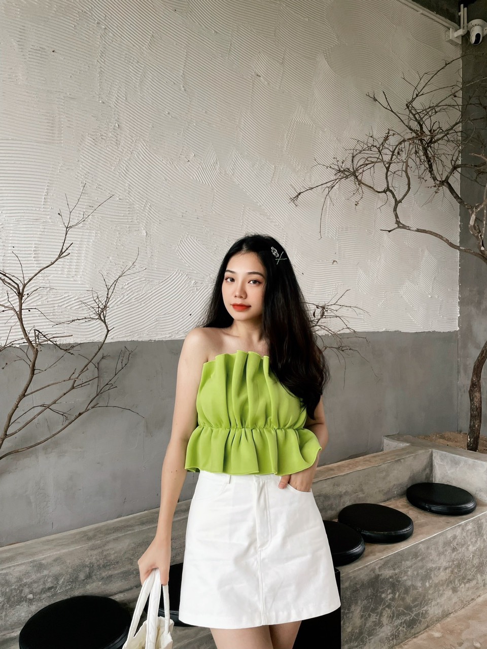 SET ÁO CROPTOP SUÔNG TRƠN ỐNG + CHÂN VÁY NGẮN DẠO PHỐ DỰ TIỆC GIÁNG SINH NOEL