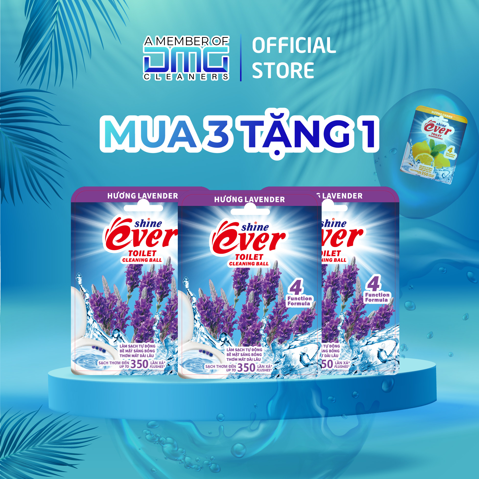 Mua 3 Vỉ Viên treo bồn cầu Evershine Hương Lavender 54gr được tặng 1 Viên treo bồn cầu hương chanh