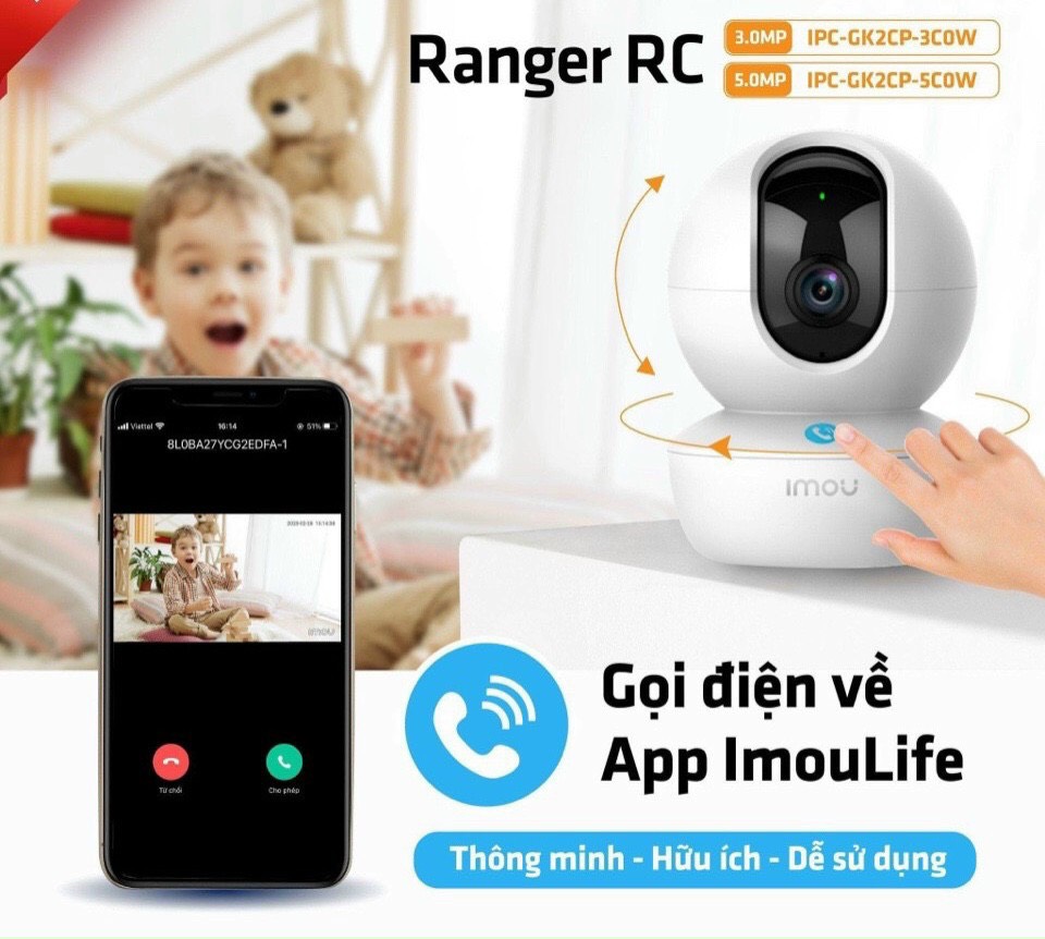 Camera Trong Nhà Tích Hợp Tính Năng Gọi Điện 1 Chạm, Đàm Thoại 2 Chiều GK2CP 3MP 5MP - Hàng chính hãng