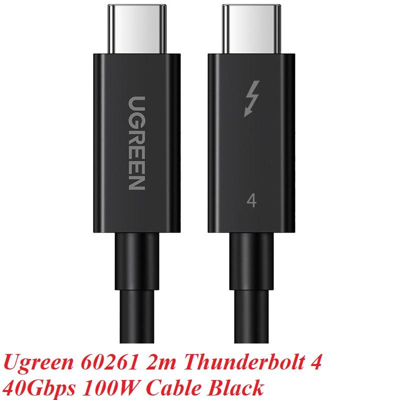 Ugreen UG60621US501TK 2M Thunderbolt 4 cáp 8k 60hz hỗ trợ 40Gbps 100W PD màu đen - HÀNG CHÍNH HÃNG