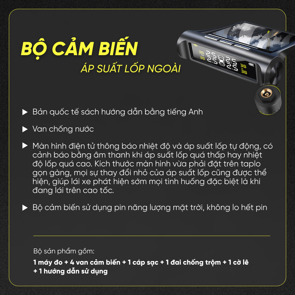 Cảm Biến Áp Suất Lốp Gắn Ngoài TPMS | Cảm Biến Áp Suất Lốp Gắn Ngoài Tiện Dụng, Lắp Đặt Dễ Dàng, An Toàn Khi Vận Hành Xe
