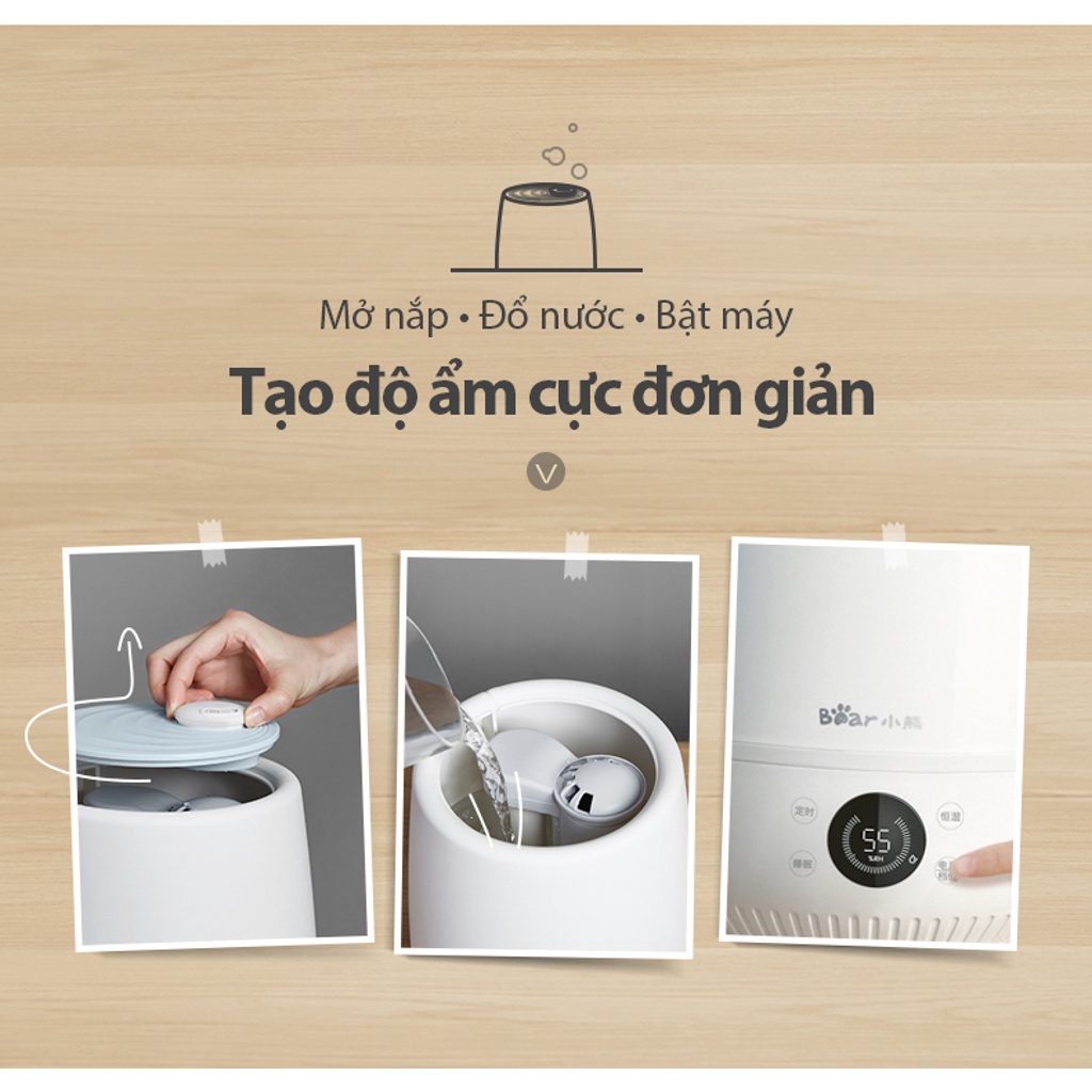 Máy Phun Sương Tạo Ẩm Dung tích 4.5L Bear JSQ-C50Q1 làm sạch không khí, khuếch tán tinh dầu - Hàng Chính Hãng