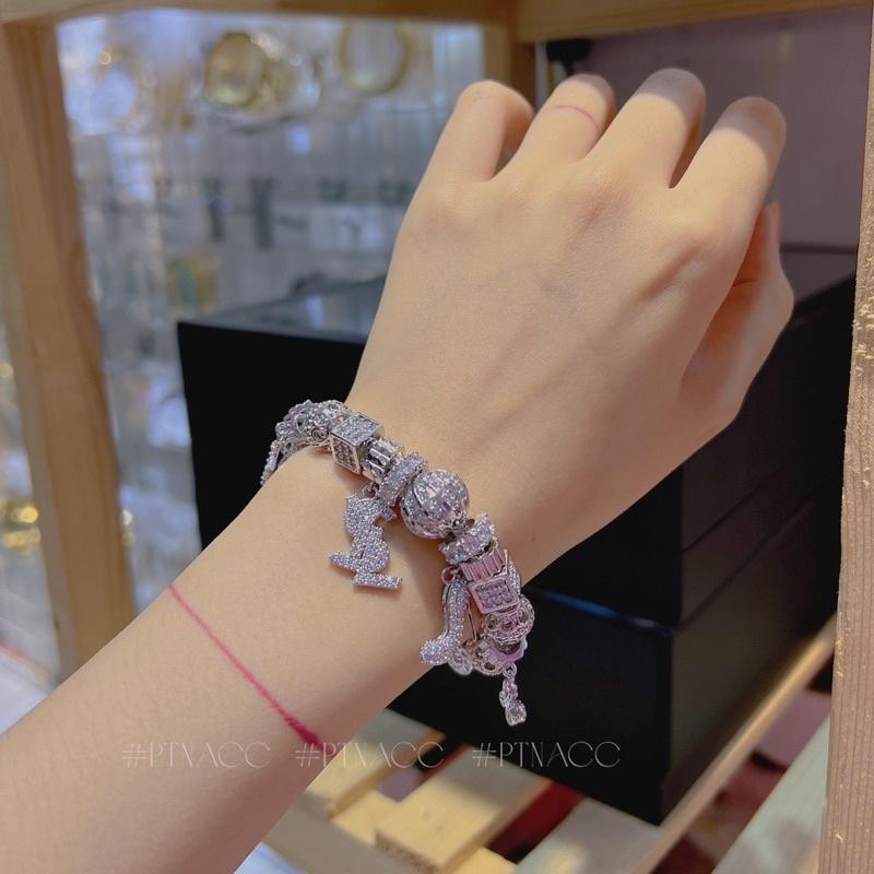 ᴾᵀᴺᵃᶜᶜ Vòng tay pandora xi bạch kim full charm | P762.5537