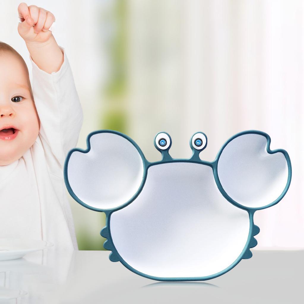 Cartoon Divided Grids Dish Shape Food Tray with Suction for