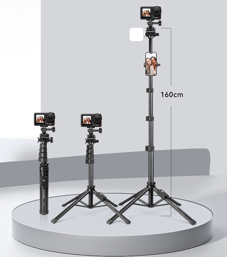 Gậy 4 chân chụp ảnh điện thoại Yunteng XC 90 tích hợp chân tripod và cằm tay selfie nhỏ gọn tiện lợi - Hàng chính hãng