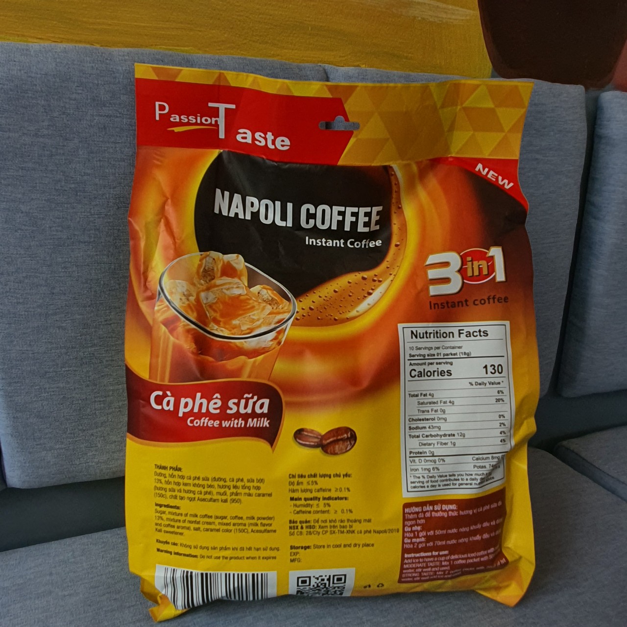 Cà Phê 3IN1 Sữa Nóng Napoli Coffee (50 gói x 16g)- Cafe Từ Arabica/Robusta Hạt SẠCH- TÚI LỚN