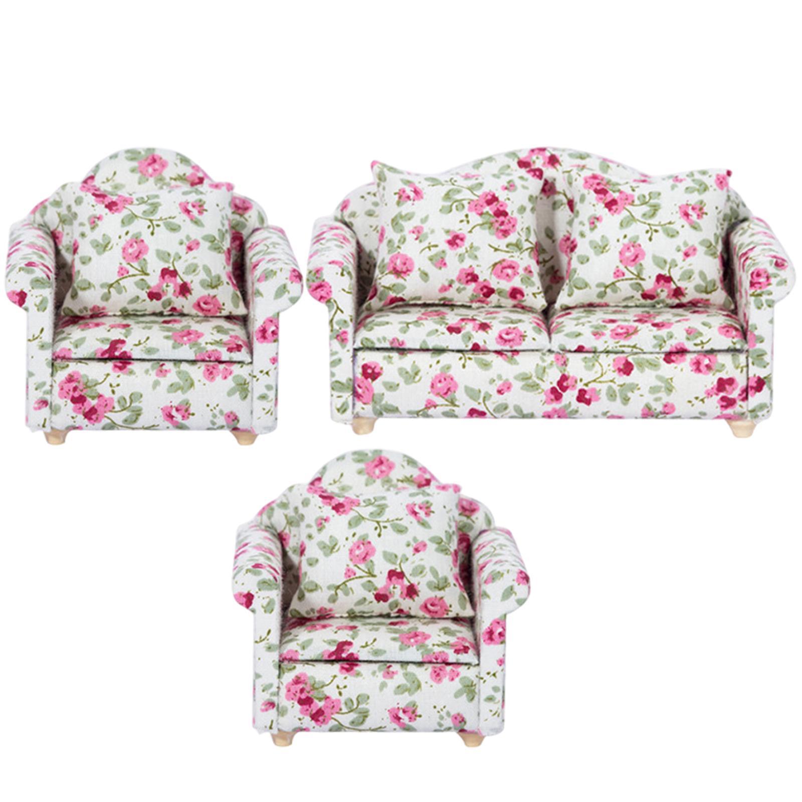 1:12 Dollhouse Sofa Set Dolls House Furniture Decor for Bedroom Living Room
