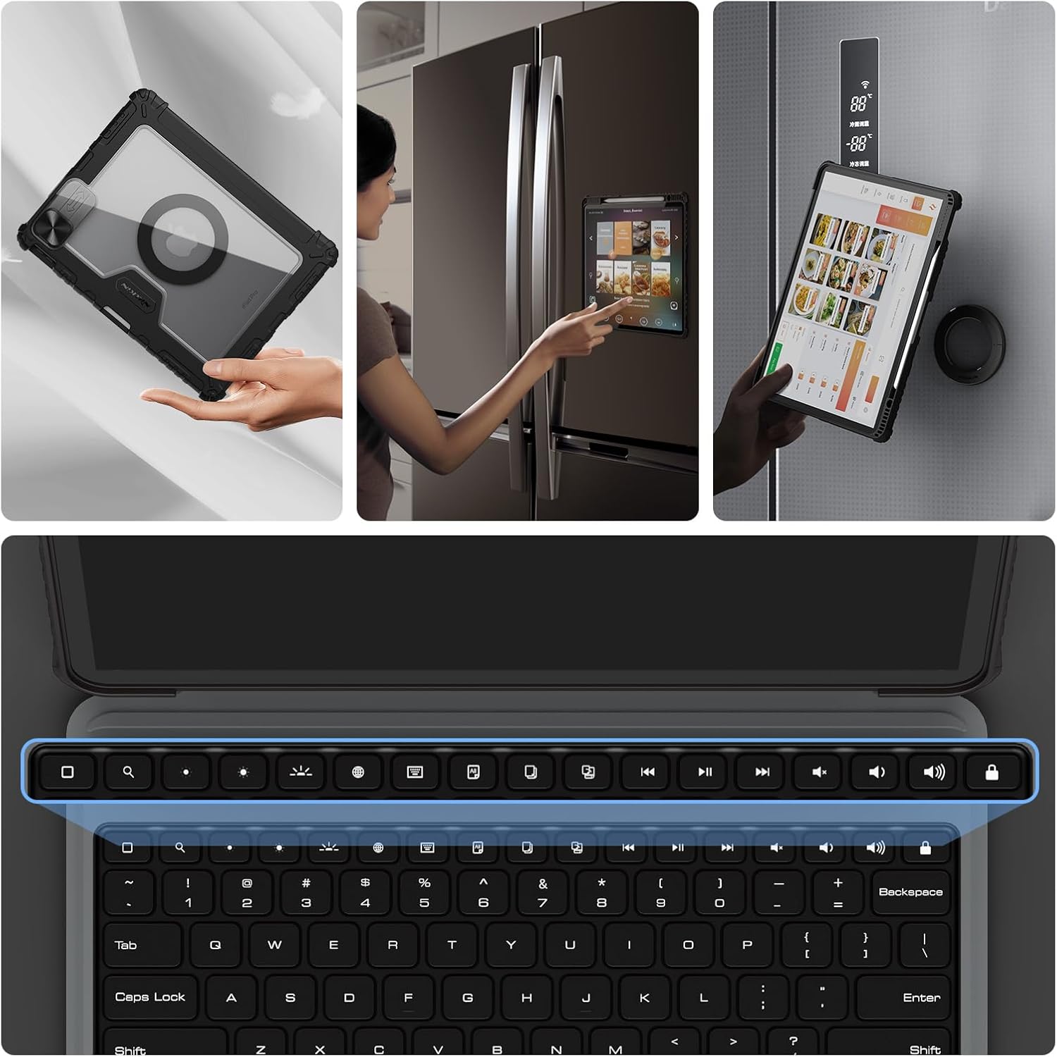 Bao Da Kèm Bàn Phím cho iPad Air 11 inch &amp; iPad Air 13 inch M2 M3 2025/2024 Nillkin Bumper Link Combo Case Keyboard - Hàng Chính Hãng