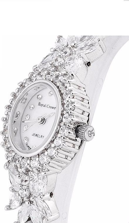 Đồng Hồ Nữ Dây Đính Đá Royal Crown 2527J - Bạc