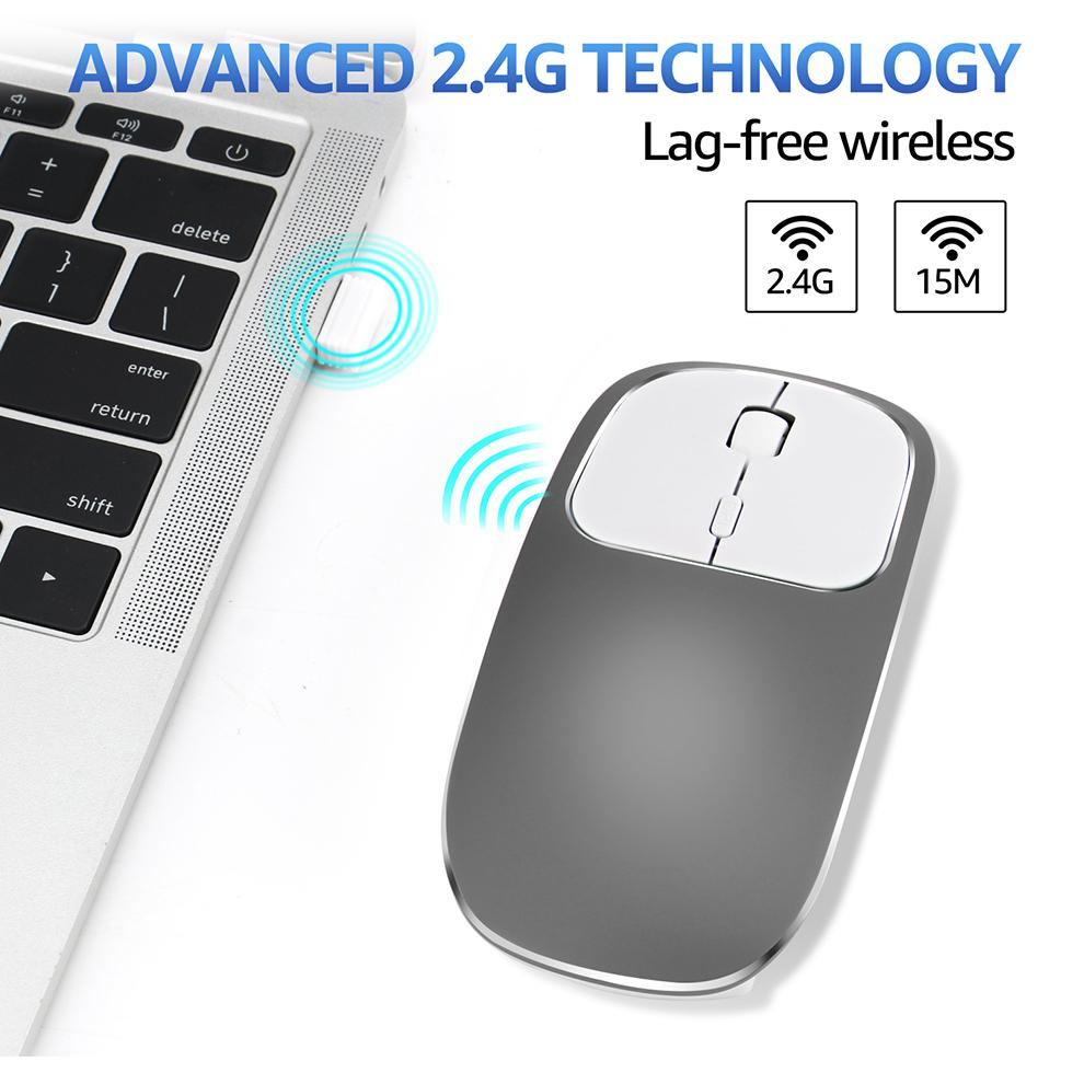 Sữa Ong Chúa Lược Sạc Loại C + USB 2.4GWireless Chuột Hai Chế Độ Kim Loại Noiseless Silent Chuột Cho MacBook Laptop máy Tính Laptop