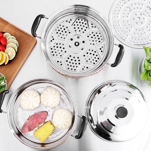 Nồi Hấp Inox Đa Năng 3 TẦNG 2 VỈ 28CM Tiện Lợi Cho Nhà Bếp