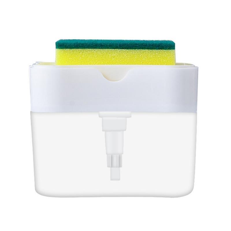 Kitchen Tools 2-in-1 Sponge Box With Soap Dispenser Double Layer Kitchen Plastic Soap Dispenser Sponge Scrubber Holder Case Hot