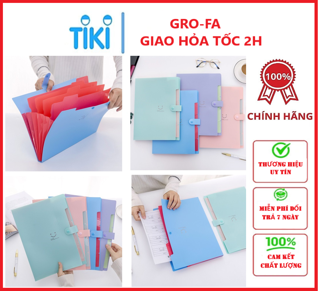 Túi Đựng Giấy , Tài Liệu A4 Hình Mặt Cười Dễ Thương - Chính Hãng GROFA