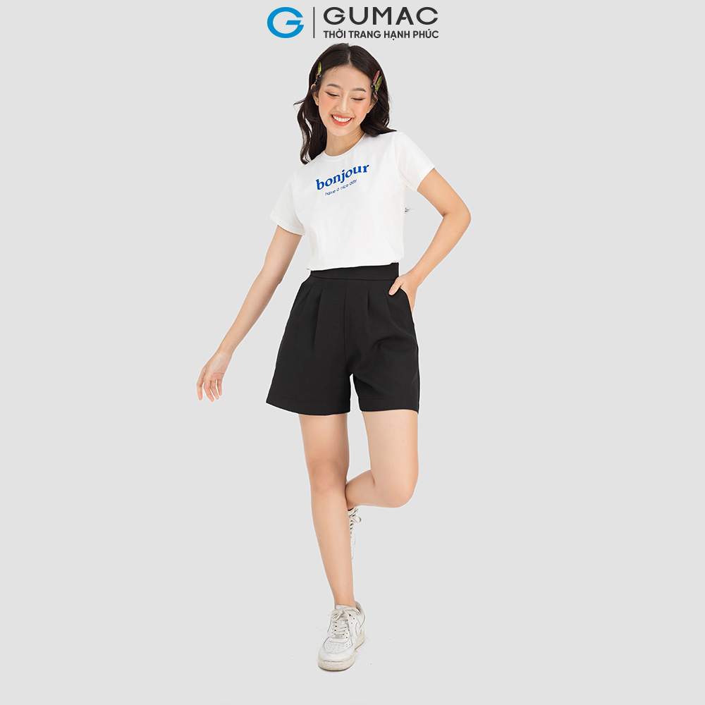 Áo thun nữ GUMAC ATC08134 cổ tròn in chữ Bonjour