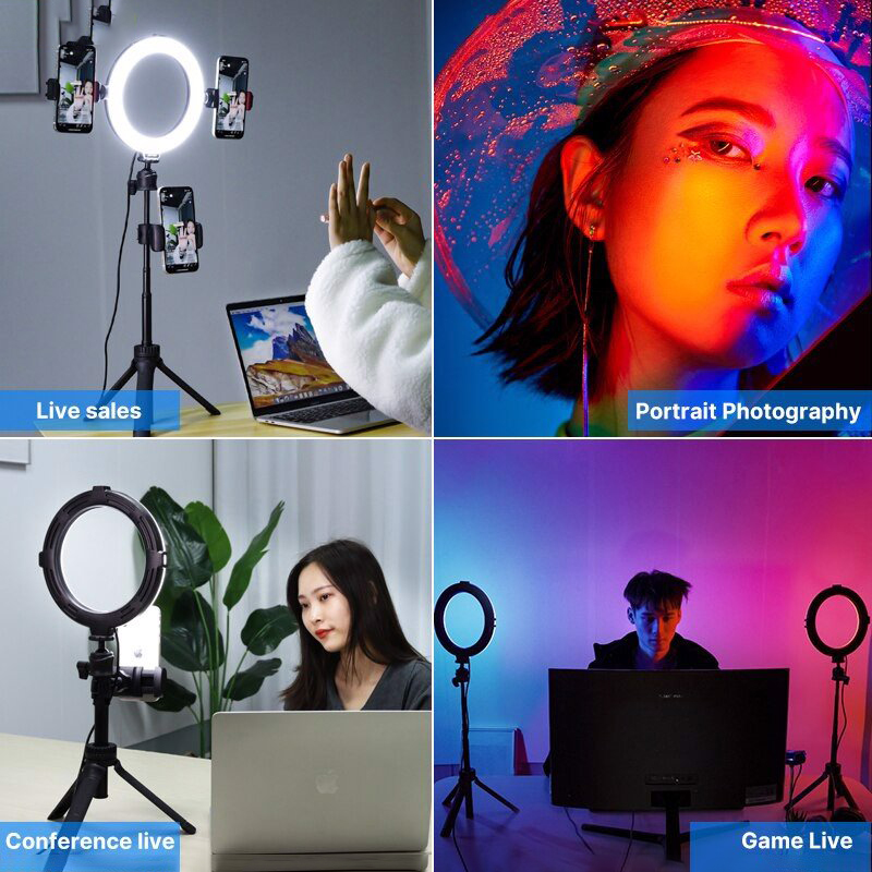 Combo đèn led livestream đổi màu + chân đỡ điện thoại đa năng Ulanzi VIJIM K9 RGB - Hàng chính hãng