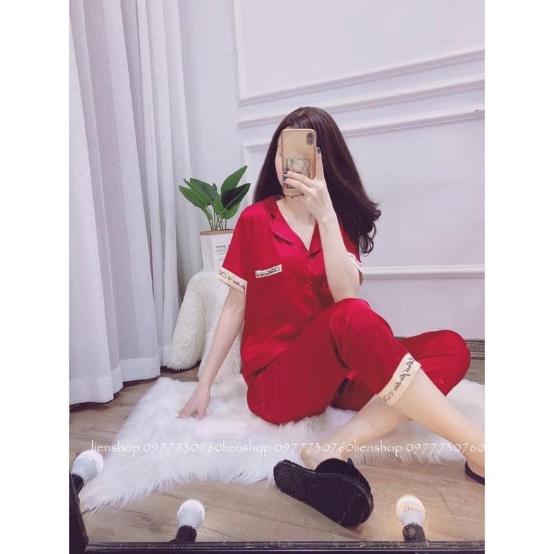 Bộ Pijama satin lụa, quần dài có túi, hàng cao cấp