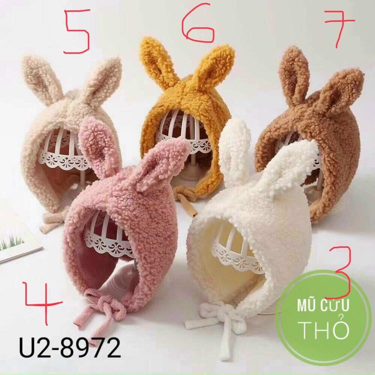 Mũ lông cừu TAI THỎ DÀI mềm mịn, đáng yêu lắm, nón len cho bé 6 tháng-3 tuổi
