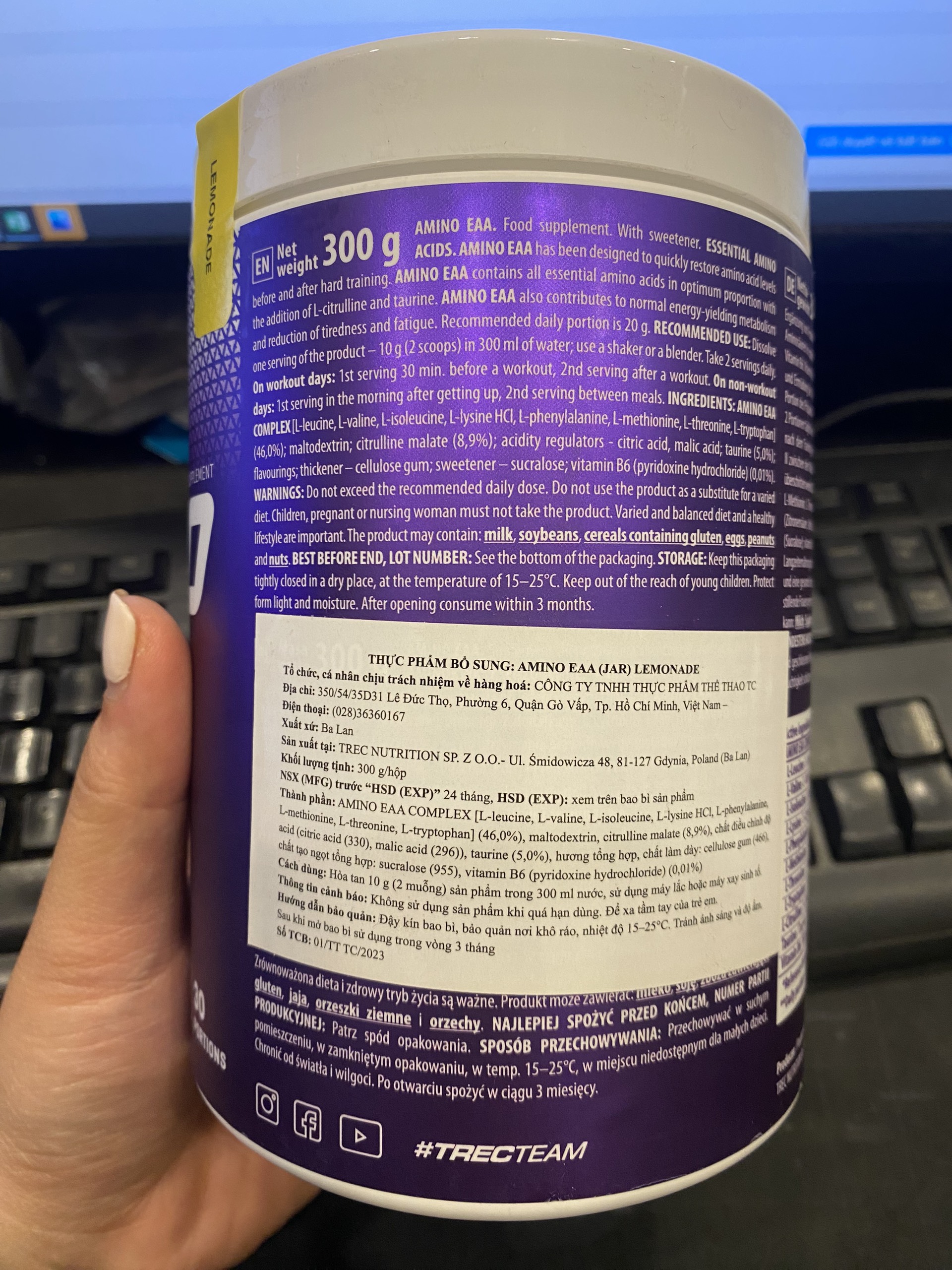 AMINO EAA 300G - Tăng sức mạnh, tăng cơ và phục hồi cơ bắp - Thương Hiệu TREC NUTRITION