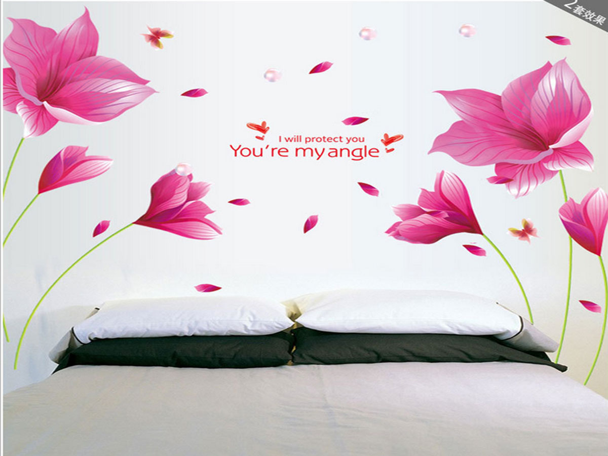 Decal dán tường hoa ly hồng ay9277
