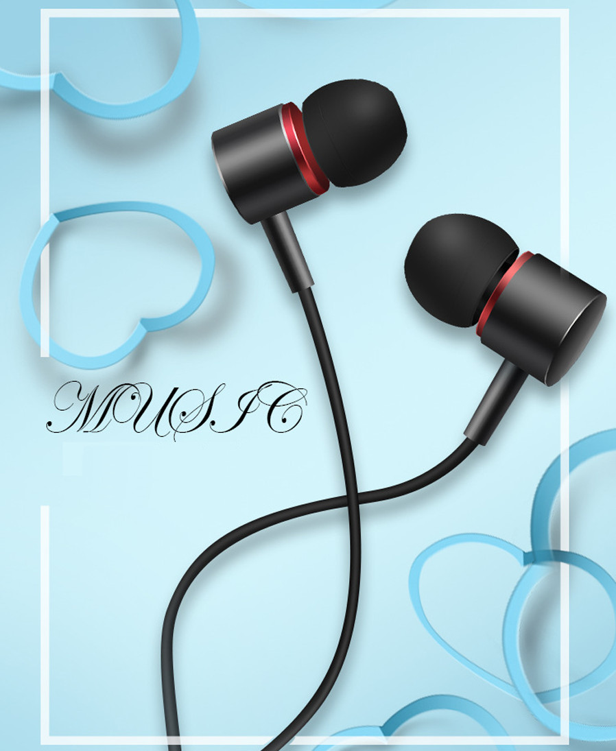 Wired Earphone Metal Sport Music Phone Earbuds In Ear Wire-Control 3.5 MM Drive-by-Wire Headset with MIC