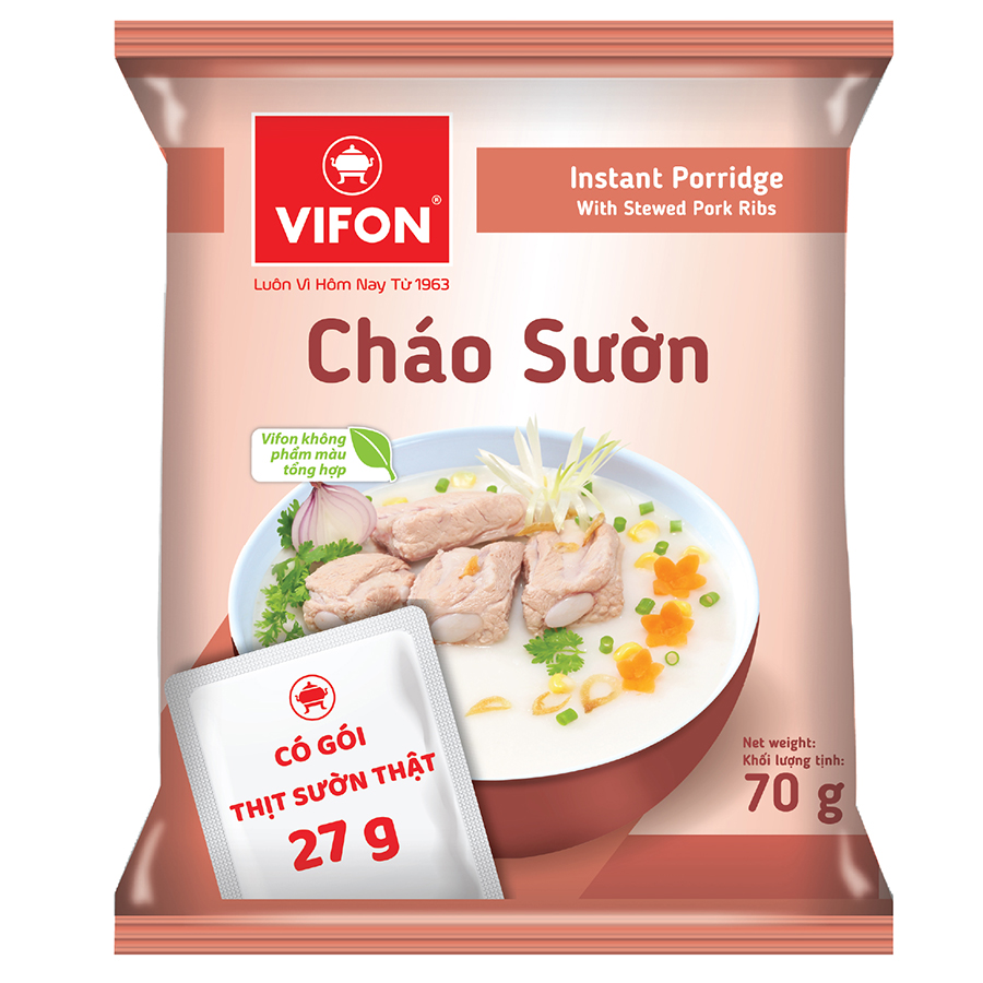 Thùng 50 Cháo Sườn VIFON có Gói Thịt Thật 27gr  (70g / Gói)