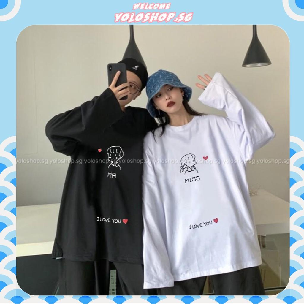 Áo Thun Tay Dài Couple Unisex MR MS Form Rộng