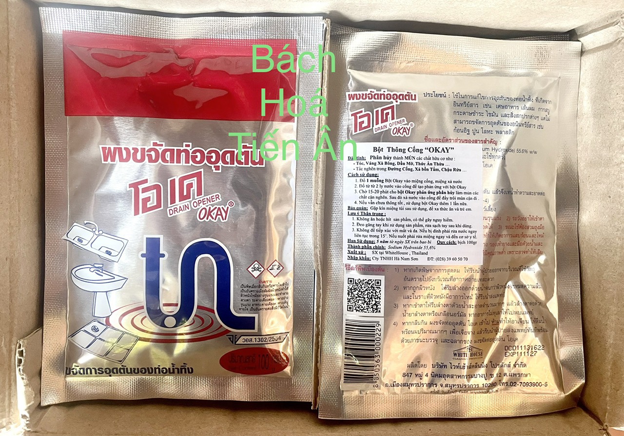 Bột thông cống Okay 100g Hiệu quả tức thì -  Nhập khẩu Thái Lan