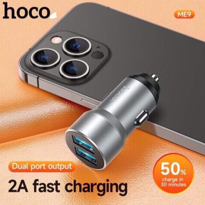 Tẩu Sạc Nhanh Xe Hơi DÀnh Cho Hoco. ME9 2 Cổng USB 2.4A Hàng Chính Hãng