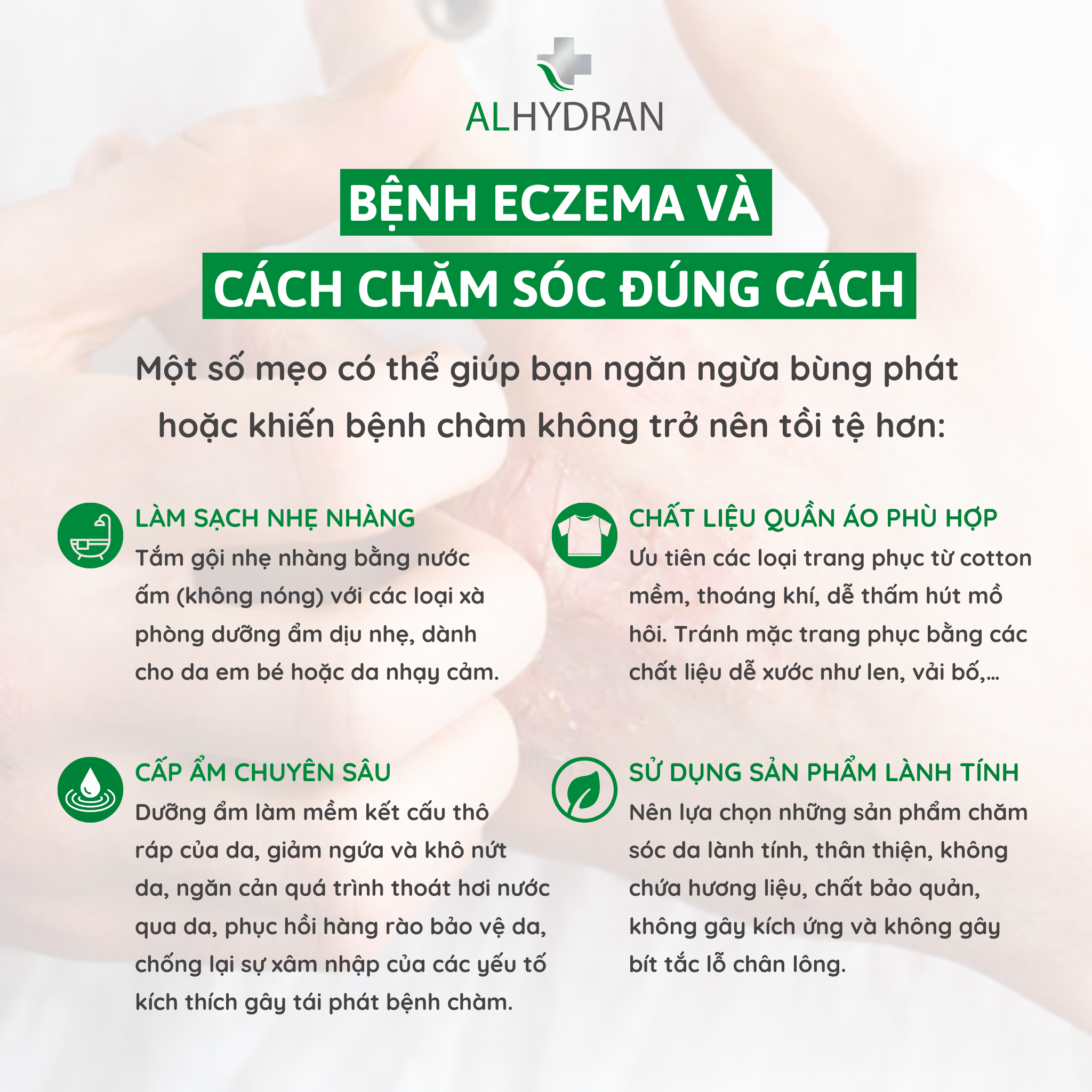 Kem bôi y tế ALHYDRAN Eczema Care 59ml làm giảm triệu chứng bệnh chàm, giảm ngứa, mẩn đỏ và cảm giác nóng rát