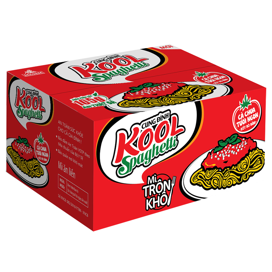 Thùng 12 Tô Mì Khoai Tây Cung Đình Kool Sốt Spaghetti Hương Vị Thịt Bò Bằm Và Cà Chua 105g