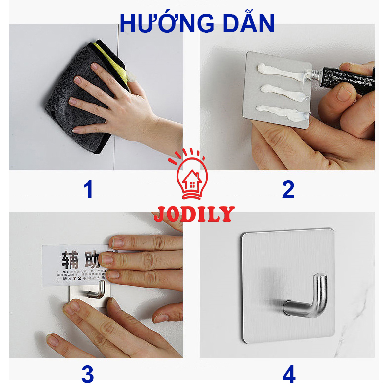 Móc INOX 304 Treo Đồ nặng, treo thớt, nồi niêu INOX 304 Dán Mọi Bề Mặt