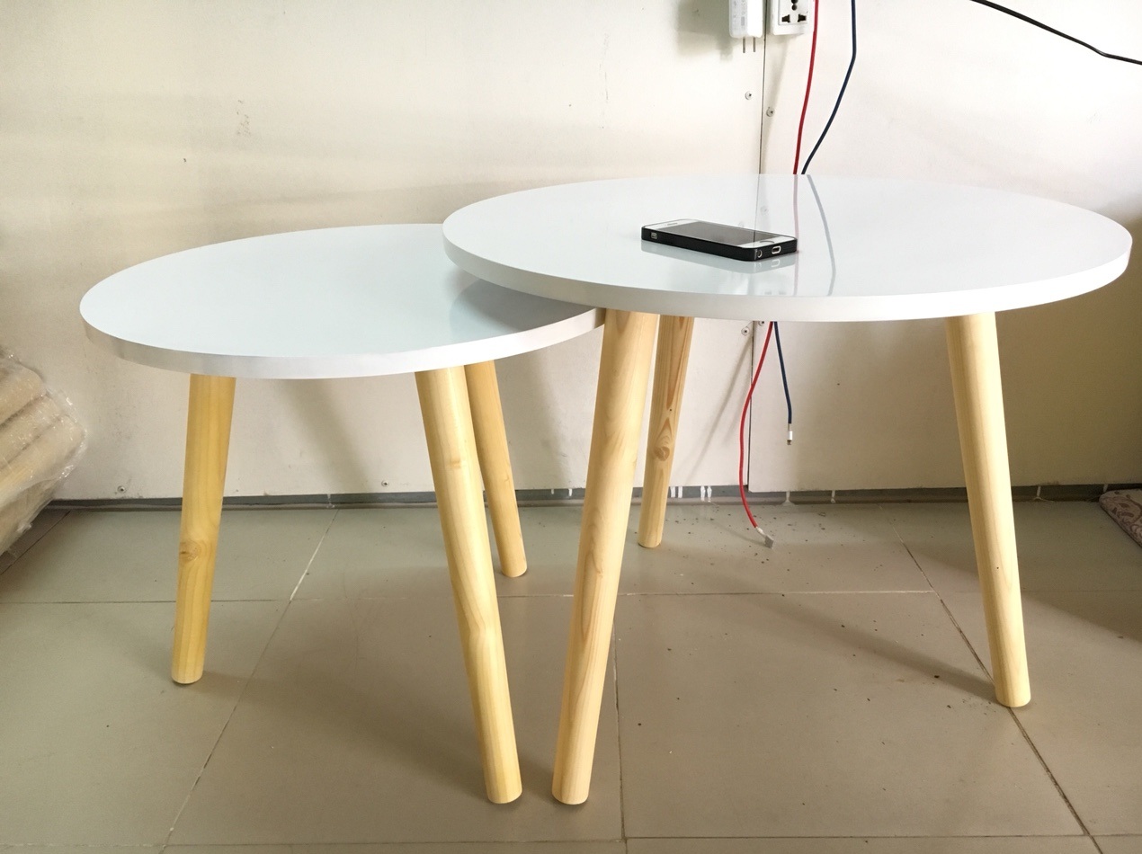 Cặp bàn tròn gỗ sofa phòng khách 60-50, bàn trà, bàn cafe, coffee, cà phê, bàn salon, sopha