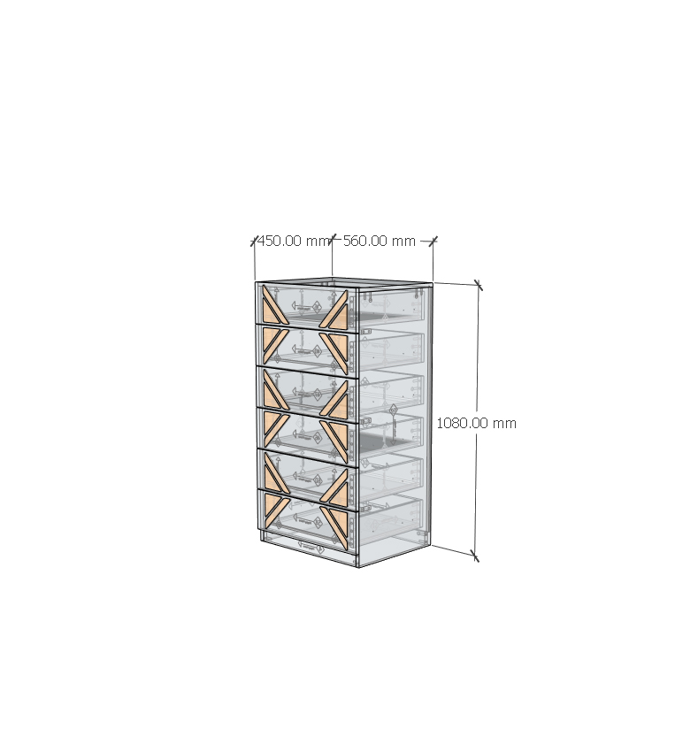 [Happy Home Furniture] CHARIS, Tủ lưu trữ 6 ngăn kéo, 56cm x 45cm x 108cm ( DxRxC), THK_118
