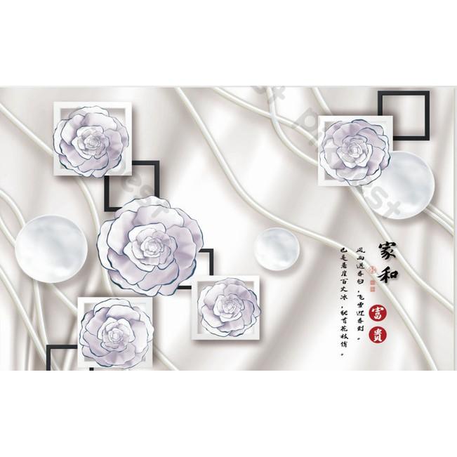 Tranh dán tường Hoa hồng ba chiều cổ điển, tranh dán tường 3d hiện đại MS1168910