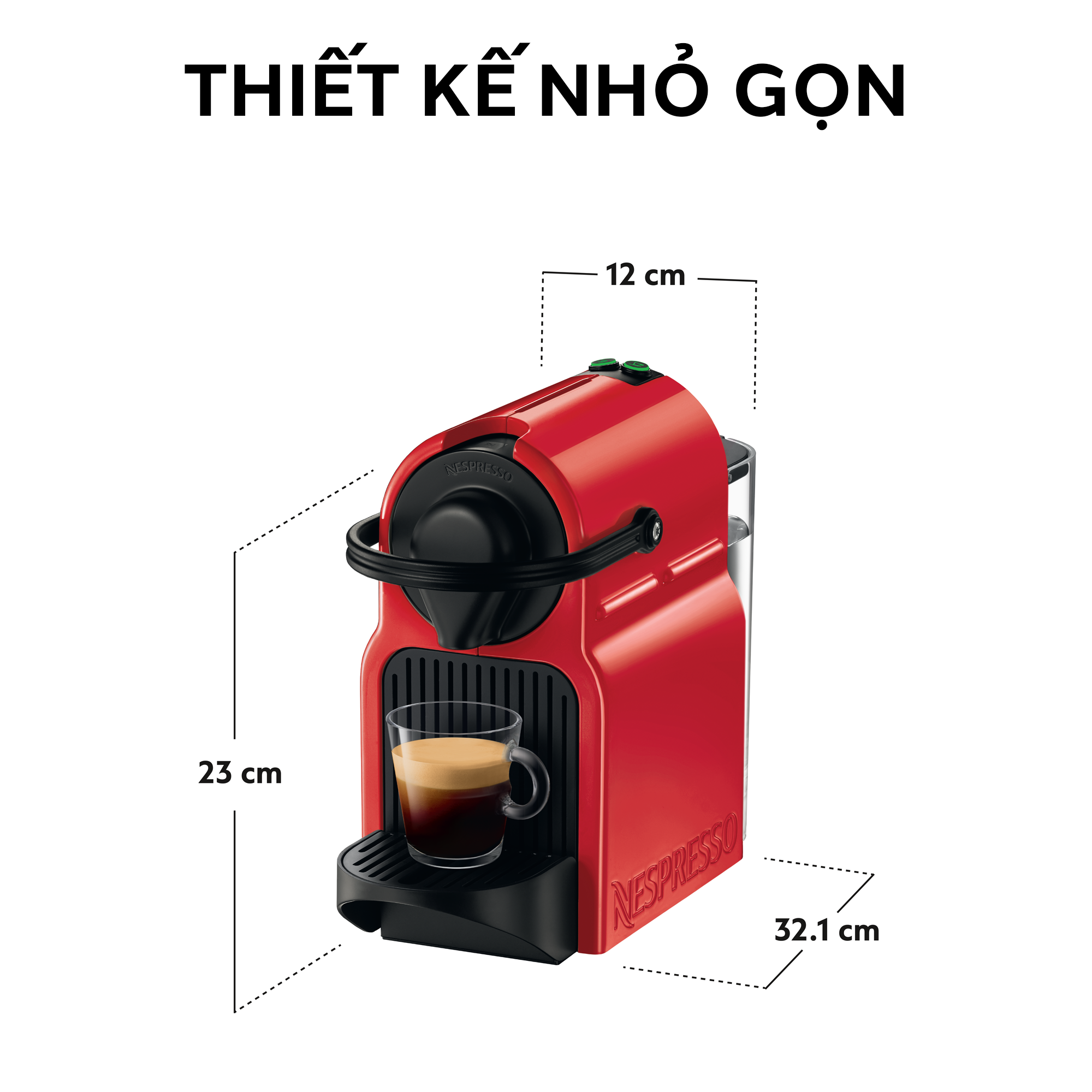 Máy pha cà phê Nespresso Inissia Đỏ - Hàng chính hãng