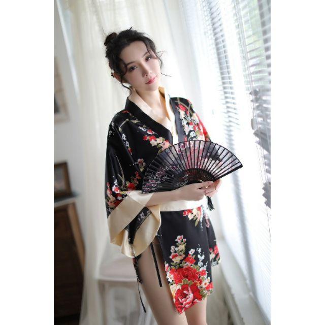 Sét Áo Choàng Ngủ Kimono Phong Cách Nhật Bản (Kèm Quần Chíp) MS5060