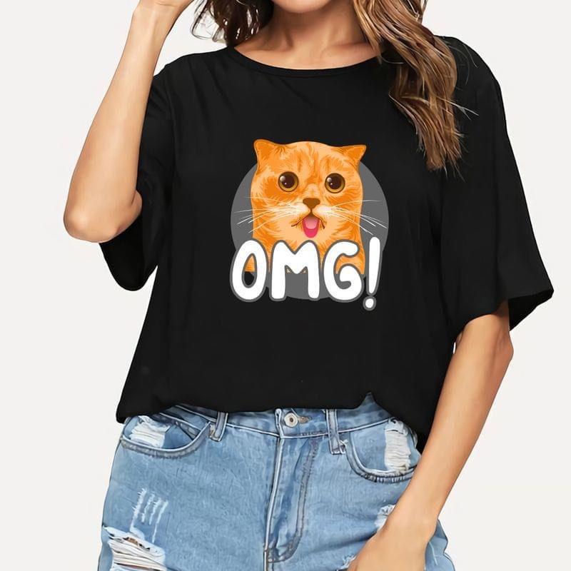 ÁO THUN UNISEX NAM NỮ  mèo vàng omg