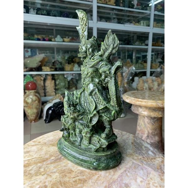 Tượng Quan Công Rồng Đá Đúc Poly Ngọc Ấn Độ - cao 25cm