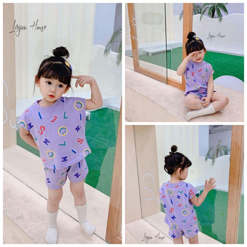 Bộ đồ hè màu tím cho bé gái mẫu mới 2021
